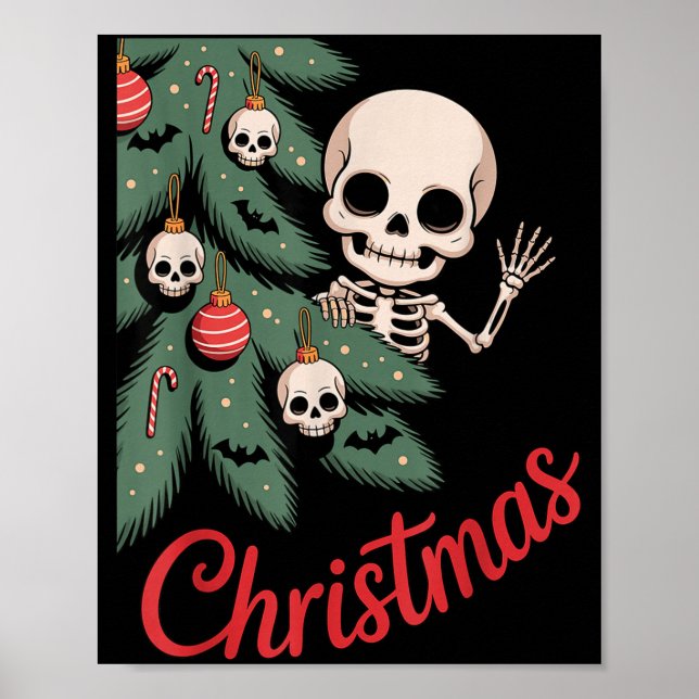 Affiche Creepy Cute Kawaii Skeleton Christmas Tree Skull B (Devant)