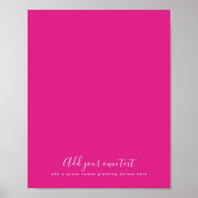 Affiche Créer son propre CERISE PINK Texte personnalisé (Devant)