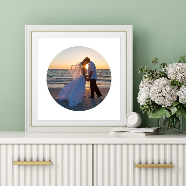 Affiche Créer votre propre photo Mariage de forme circulai (Create Your Own Circle Shape Wedding Photo Poster)