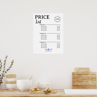 Affiche Créez Votre Liste de Prix de Promotion de Marque S