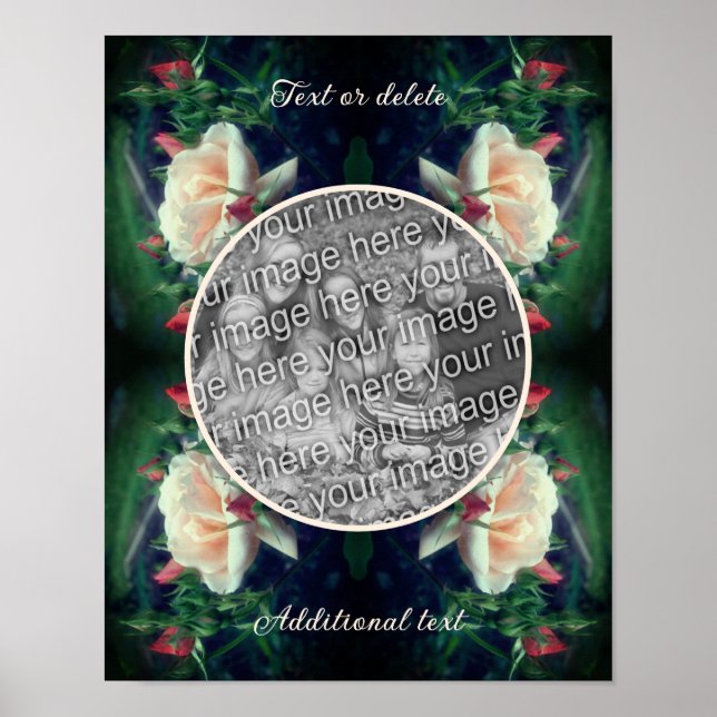 Affiche Créez votre propre cadre de photo Peach Rose And B (Devant)