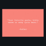 Affiche Créez votre propre devis<br><div class="desc">Créez votre propre devis d'illustration murale personnalisée. Caractéristiques typographie minimaliste de machine à écrire.</div>