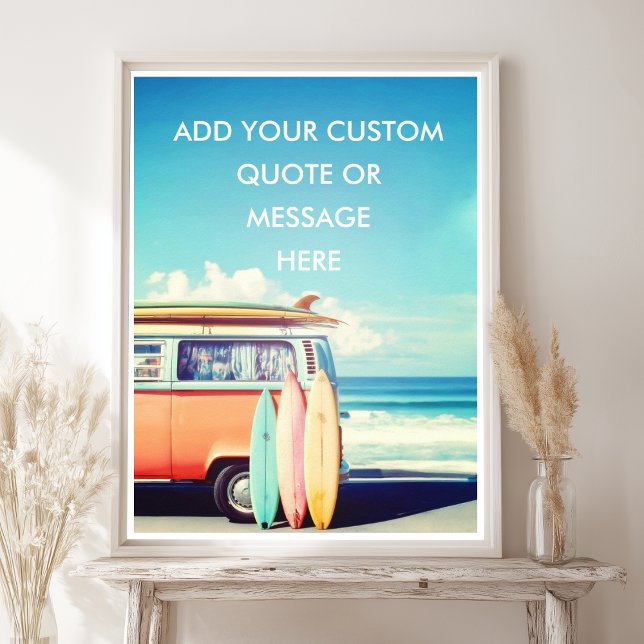 Affiche Créez votre propre fourgon de Surf rétro motivatio ( 
Create Your Own Motivational Retro Colorful Good Vibes Positive Happiness Surf Van Poster)