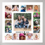 Affiche Créez votre propre nom de famille 17 Photo Collage<br><div class="desc">Créez votre propre affiche photo collage avec 17 de vos photos préférées sur un arrière - plan blanc.Personnalisez-vous avec le nom de famille et la date établie.</div>