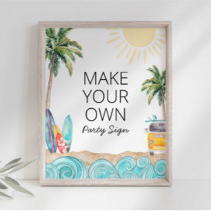 Affiche Créez votre propre panneau pour une fête de surf