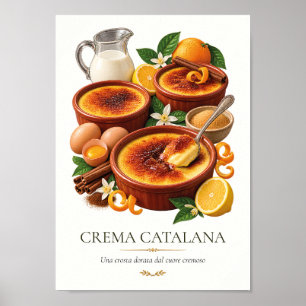 Affiche Crema Catalana – Vintage Italian Dessert