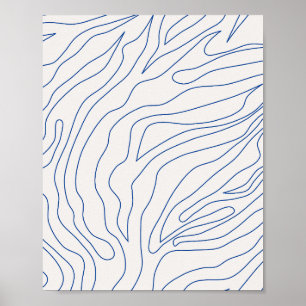Affiche Crème Abstraite Minimale Blanc Et Bleu