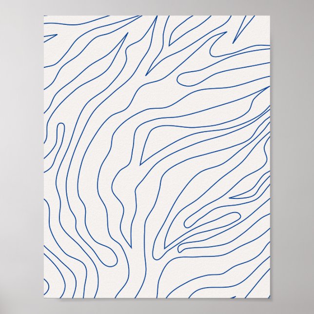 Affiche Crème Abstraite Minimale Blanc Et Bleu (Devant)