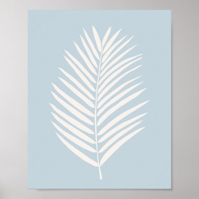 Affiche Crème de feuille de palmier et bleu clair (Devant)