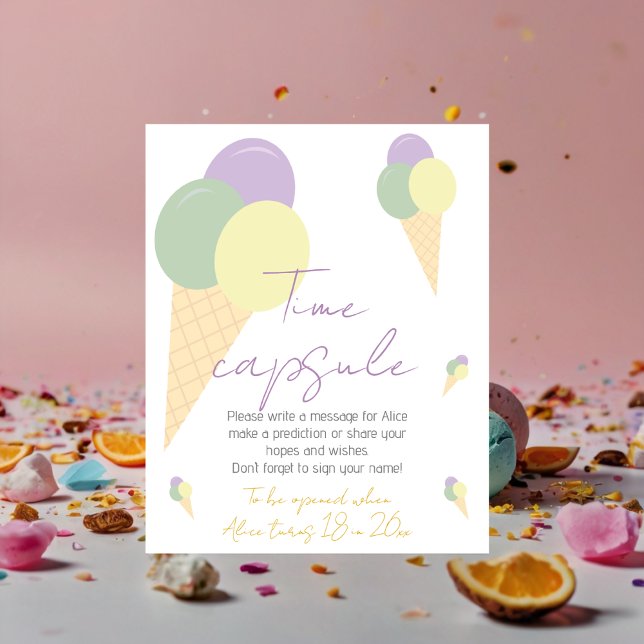 Affiche Crème de glace cône Scoop Anniversaire Fête Heure  (Créateur téléchargé)