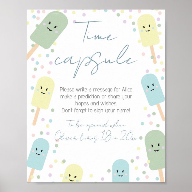 Affiche Crème de glace cône Scoop Anniversaire Fête Heure  (Devant)