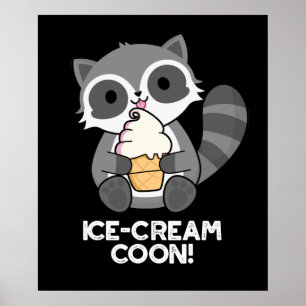 Affiche Crème de glace Coon drôle animal Racoon jeu de cou