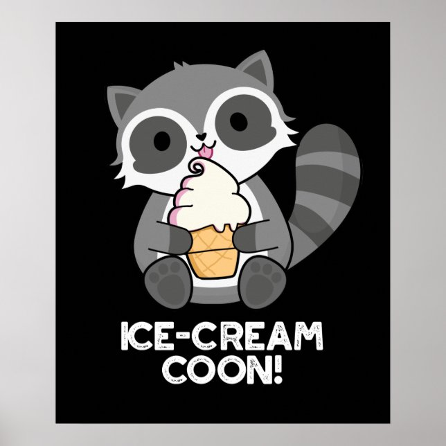 Affiche Crème de glace Coon drôle animal Racoon jeu de cou (Devant)