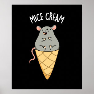 Affiche Crème de souris amusant crème glacée jeu de crème 
