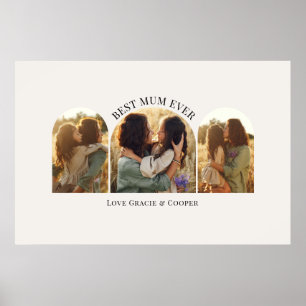 Affiche Crème élégant arc multi photo meilleure maman