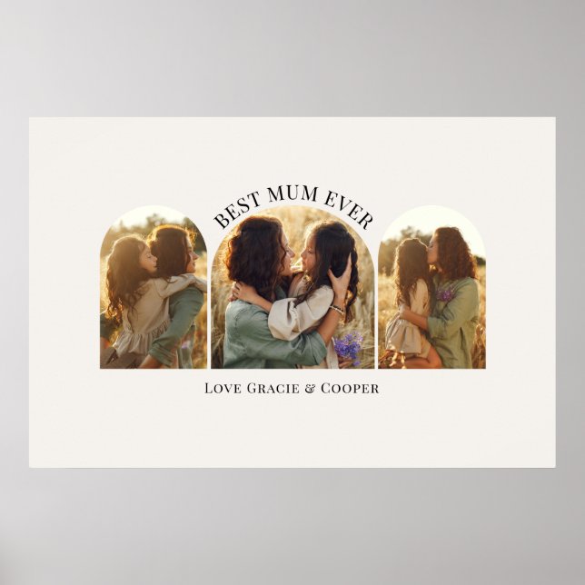 Affiche Crème élégant arc multi photo meilleure maman (Devant)