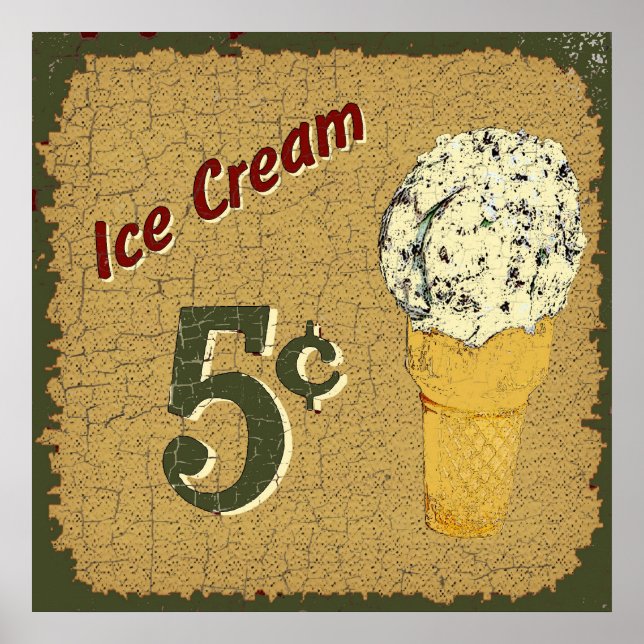Affiche Crème glacée 5 cents (Devant)