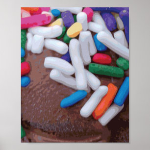 Affiche Crème glacée au chocolat foncé avec arrosage arc-e