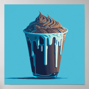 Affiche Crème glacée au chocolat frais dans une coupe de p