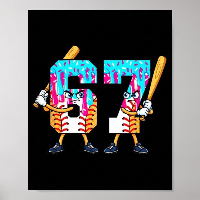 Affiche Crème Glacée Baseball 67 Six Sept Joueur Cool 6 7  (Devant)