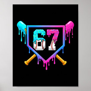 Affiche Crème Glacée Baseball Dégoulinante 67 Six Sept Mèm