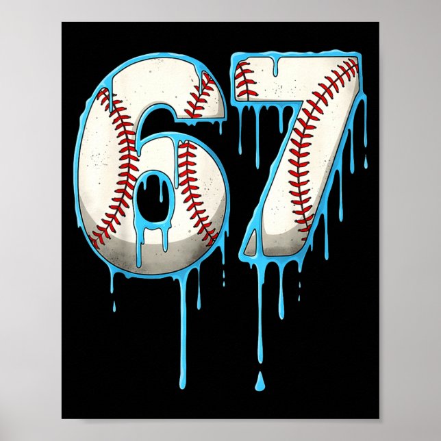 Affiche Crème Glacée Baseball Dégoulinante 67 Six Sept Mèm (Devant)