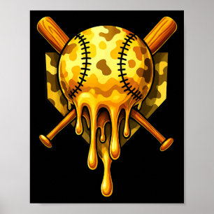 Affiche Crème glacée Baseball Drip Camo Design Cool