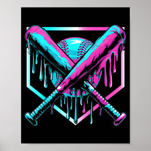 Affiche Crème Glacée Baseball Drip Plaque de Base Bats Coo