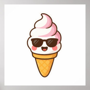 Affiche Crème glacée cool Kawaii