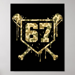 Affiche Crème glacée de baseball Drip Camo Numéro 67 Joueu