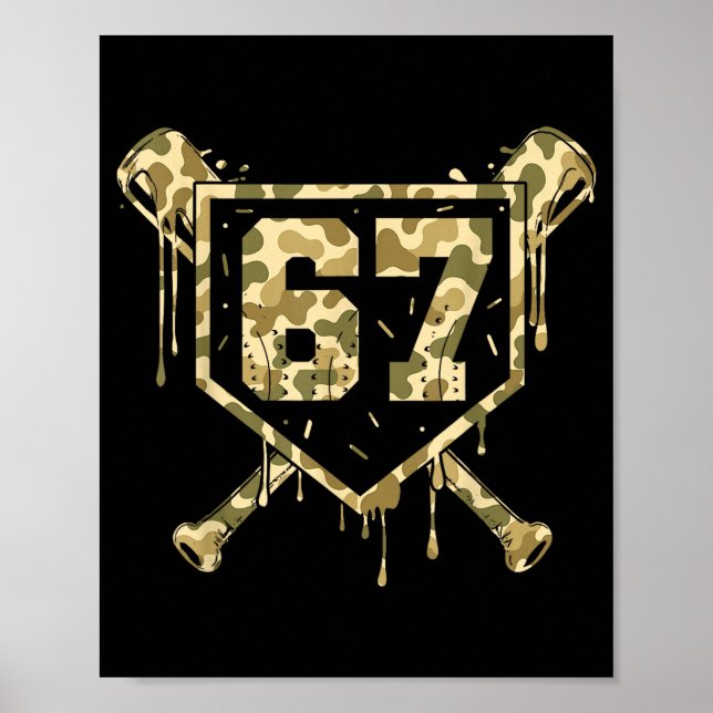 Affiche Crème glacée de baseball Drip Camo Numéro 67 Joueu (Devant)