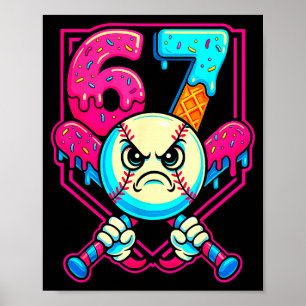 Affiche Crème glacée de baseball qui coule Numéro 67 Six S