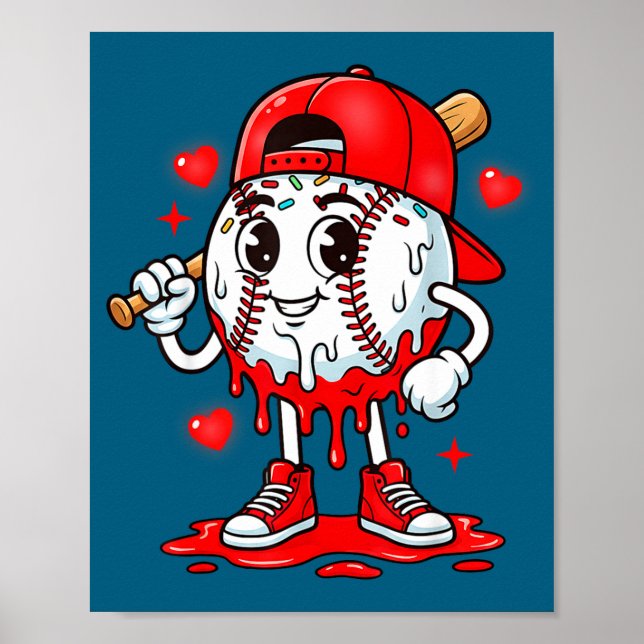 Affiche Crème glacée de baseball Saint-Valentin Dripng Jou (Devant)