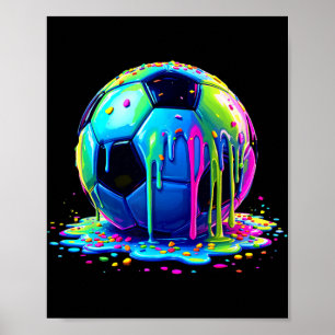 Affiche Crème glacée de football qui coule pour garçons fi