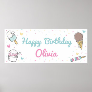Affiche Crème glacée Douce Célébration Anniversaire Fête N