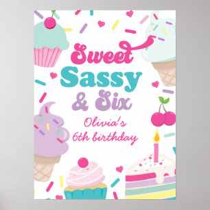 Affiche Crème glacée et gâteau sucré Sassy Six 6e annivers
