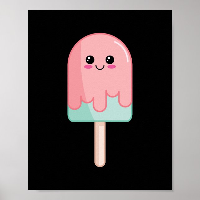 Affiche Crème glacée Face Kawaii Food Art (Devant)