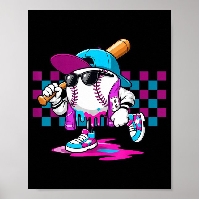 Affiche Crème glacée fond ambiance baseball rue (Devant)