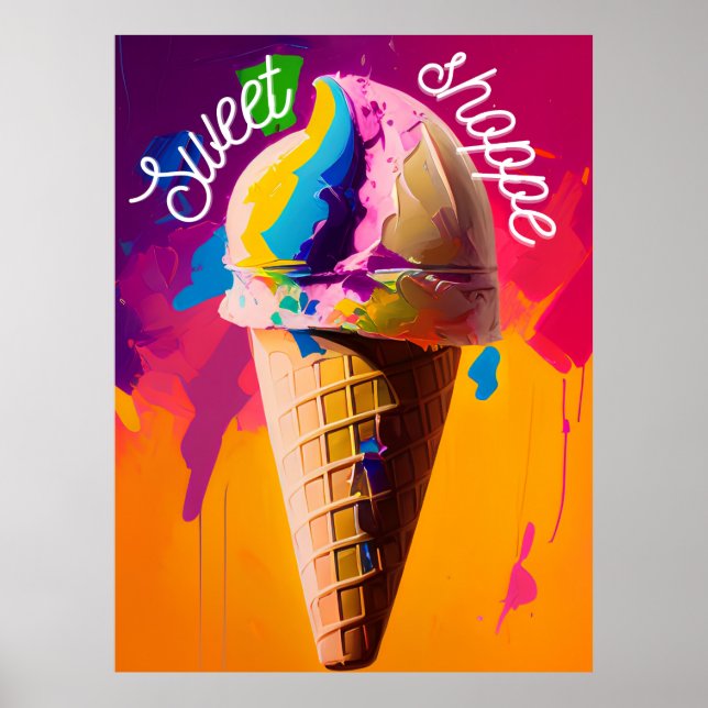 Affiche Crème glacée multicolore (Devant)