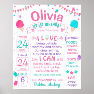 Affiche Crème glacée Premier signe d'anniversaire