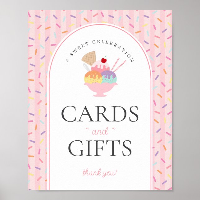 Affiche Crème glacée Sundae Heres Scoop Cards & Cadeaux (Devant)