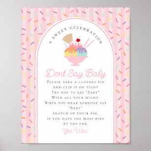 Affiche Crème glacée Sundae saupoudrée avec Baby Dont Say 