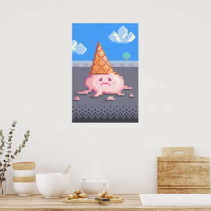Affiche Crème glacée triste Cone Pixel Art