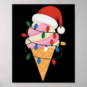 Affiche Crème Glaciaire Festive Avec Lumières De Noël Et P