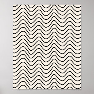 Affiche Crème Motif Chevron De Ligne Minimale Blanc Et Noi