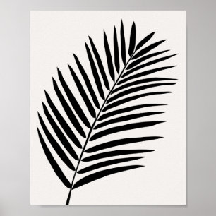 Affiche Crème Tropicale Feuille De Palme Blanc Et Noir