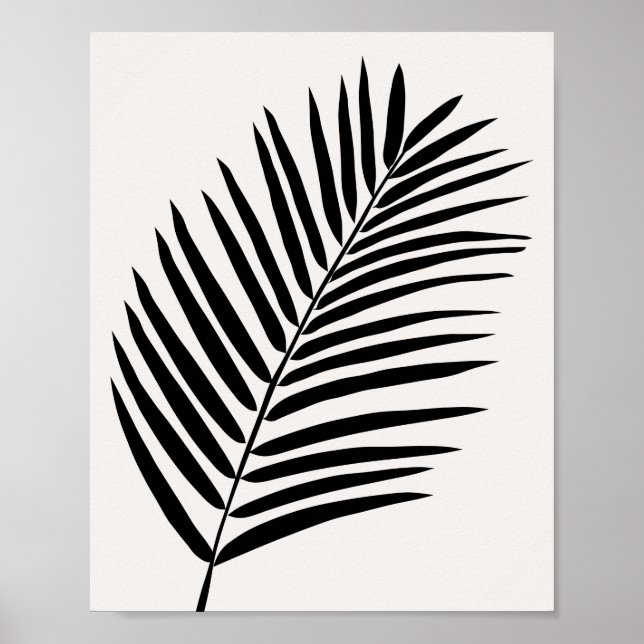 Affiche Crème Tropicale Feuille De Palme Blanc Et Noir (Devant)
