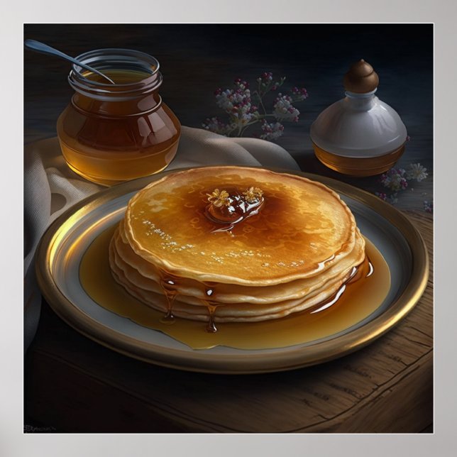 Affiche crêpes au four servies sur un étonnant plateau (Devant)