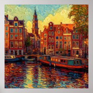 Affiche Crépuscule d'Amsterdam   Art expressionniste néerl