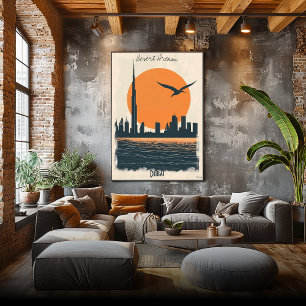 Affiche Crépuscule de Dubaï - Reflets minimalistes de l'ho